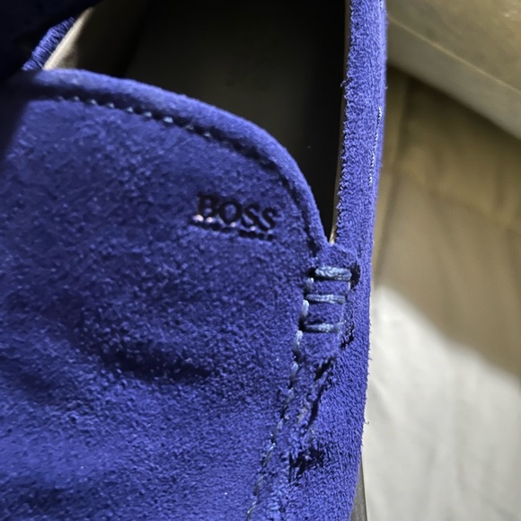 Blue Suede Hugo Boss Drimmo Moccasins 8 w/Matching Hugo Boss Calindo Belt 34 - Picture 4 of 8